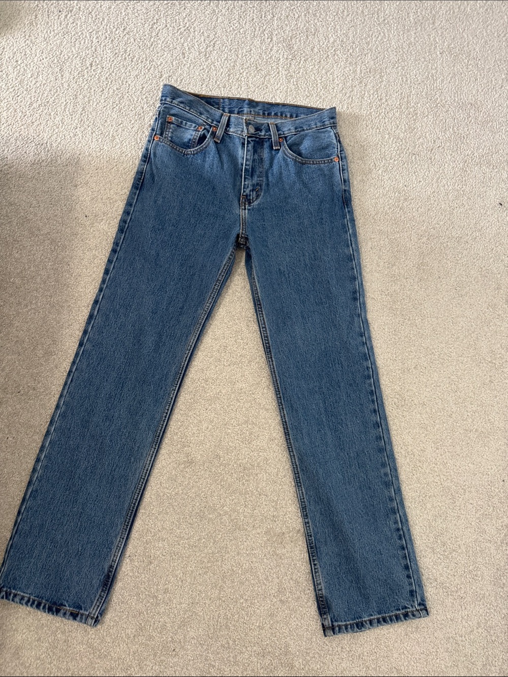 Levi's 516 Denim Jeans in Medium Blue with Tan Patch